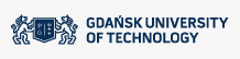Logotype of the Gdańsk University of Technology. Two lions holding a shield with the initials PG and the emblem of the city of Gdańsk. Next to the inscription Gdańsk University of Technology.